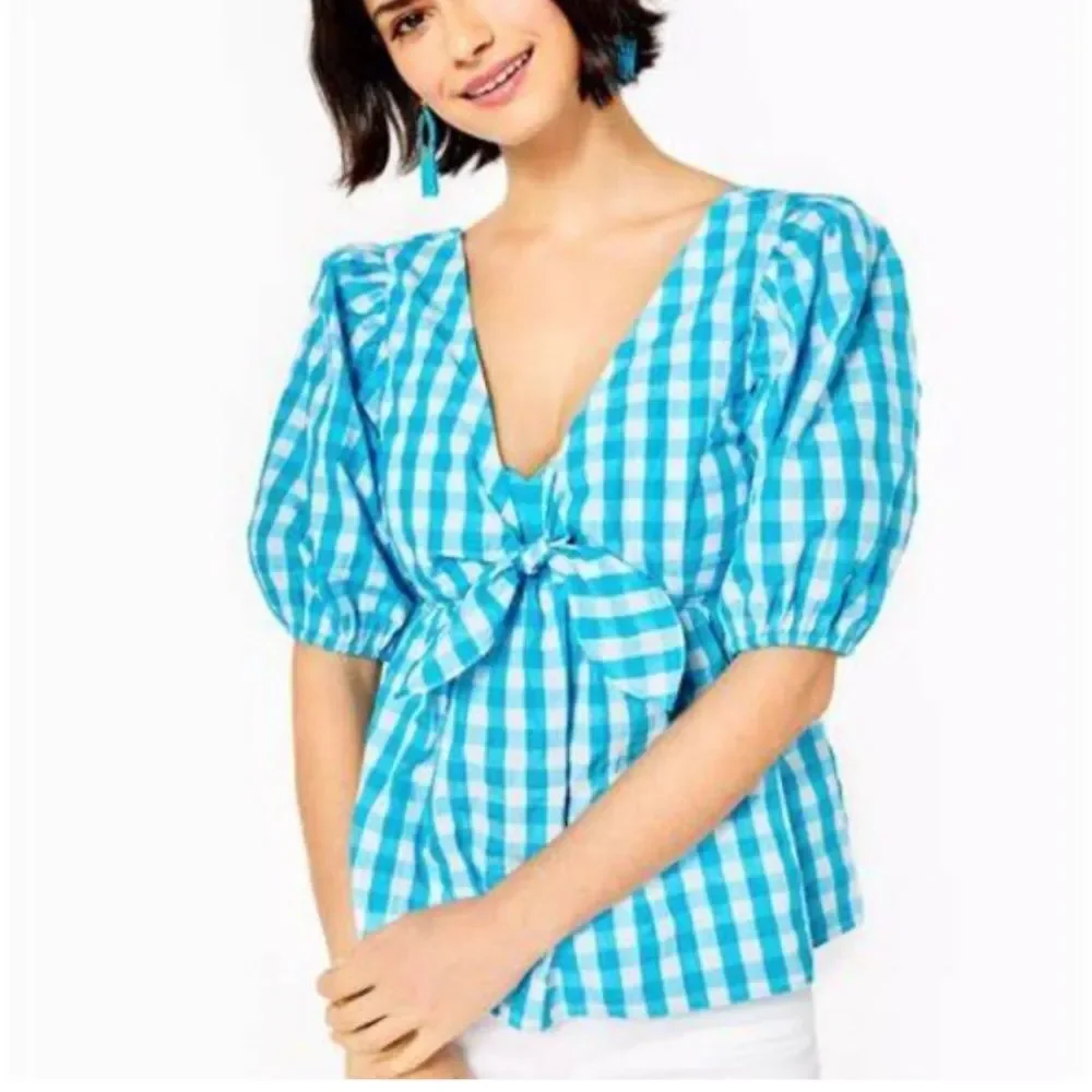 NWT Lilly Pulitzer Sarafina Gingham Babydoll Top
